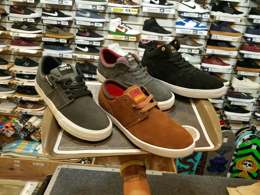 VSkateAndSurf's tweet photo. Lots of New Close-out shoe selections are served up now for our sale! 1/$35, 2/$60, 3/$75! Come in soon for the best selection! https://t.co/bMOrPHwga3