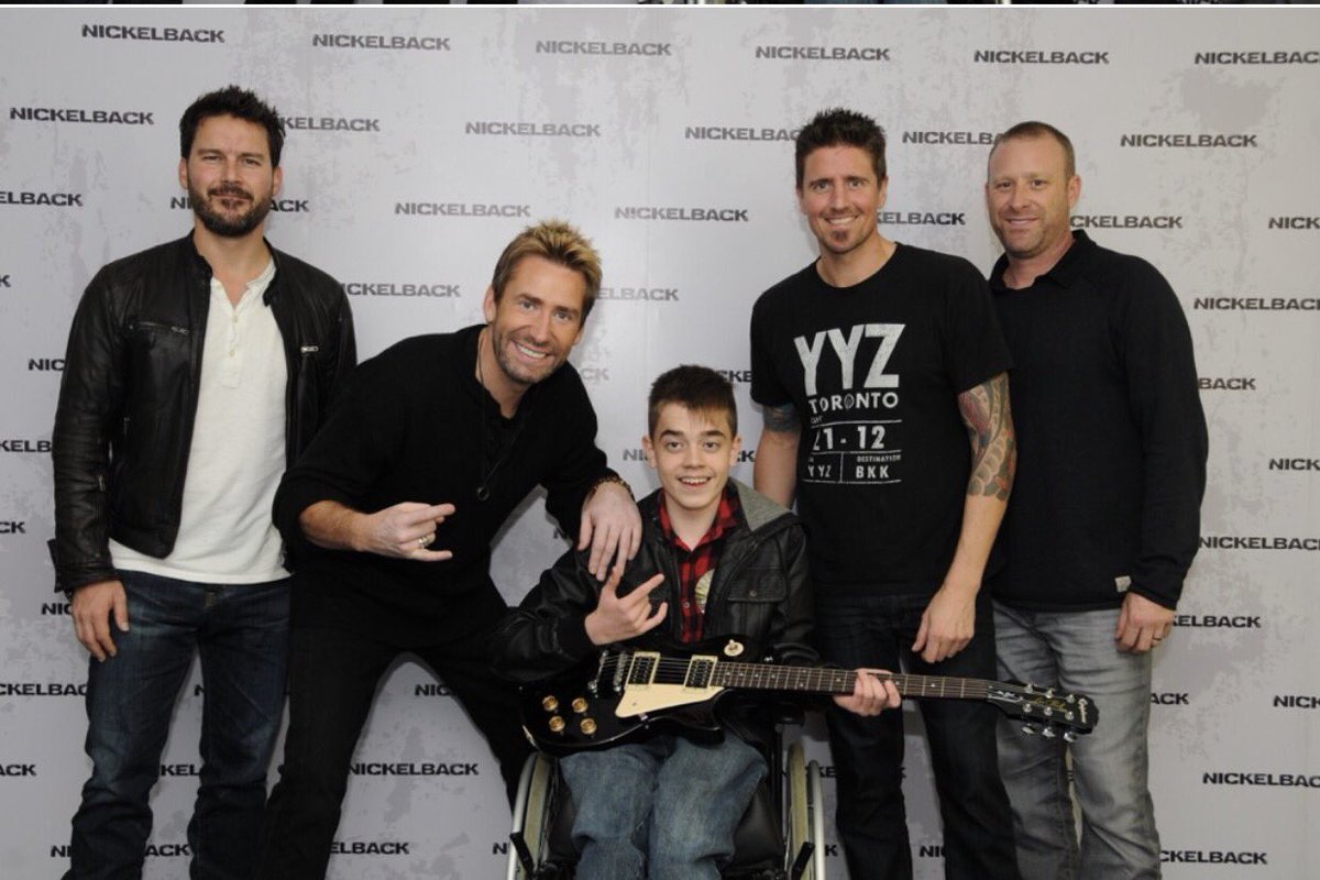 Nickelback's tweet photo. Every now &amp; then you meet someone that lifts you up. We were lucky enough to do so tonite. Meet Joe. We're so honoured to call him a friend. https://t.co/l1syqIC1av