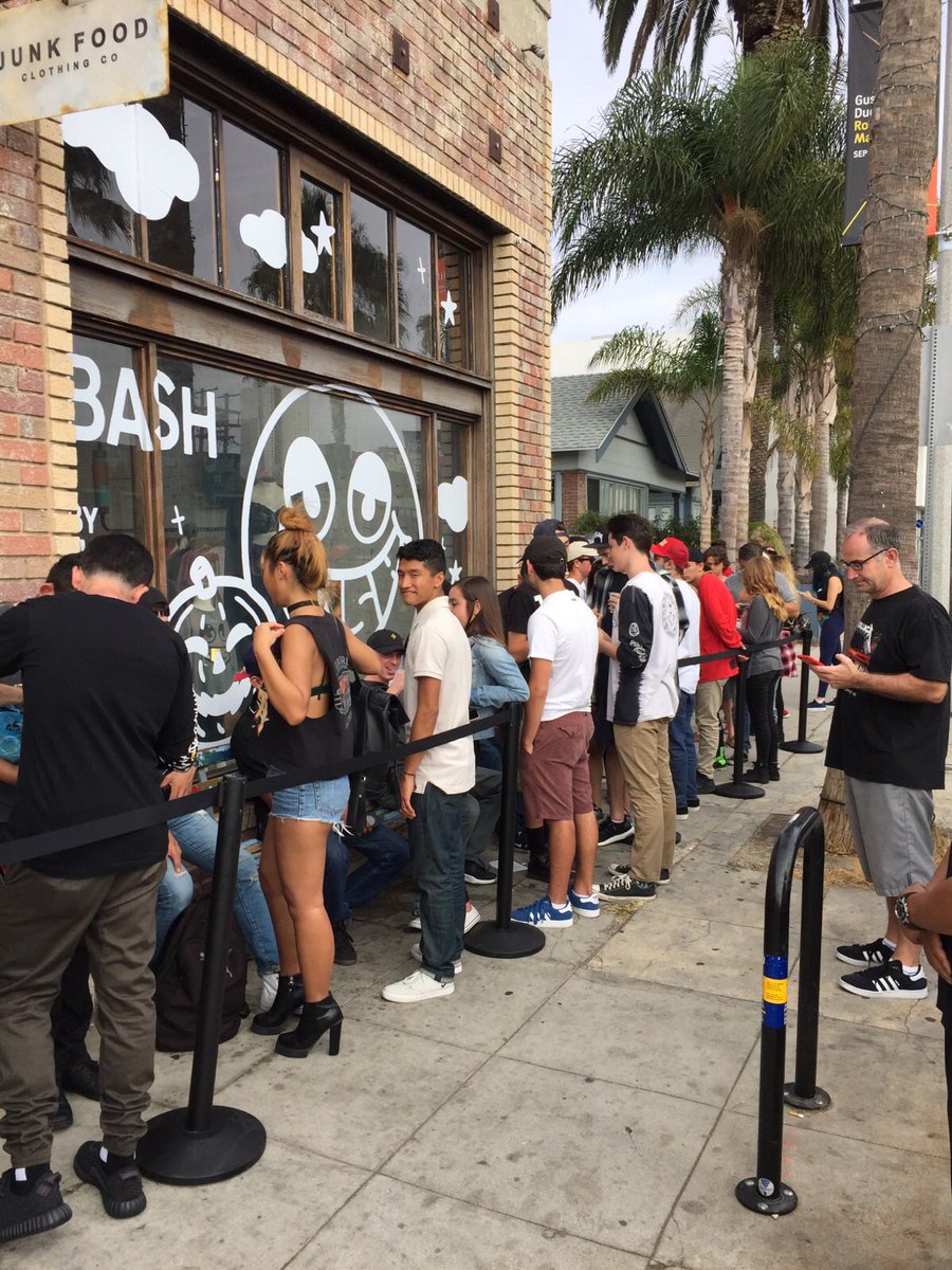 JFclothingco's tweet photo. The Junk Food Clothing Flagship Store: #BASHbyJF pop-up: waiting to meet @wizkhalifa https://t.co/GIsI2gAwF4
