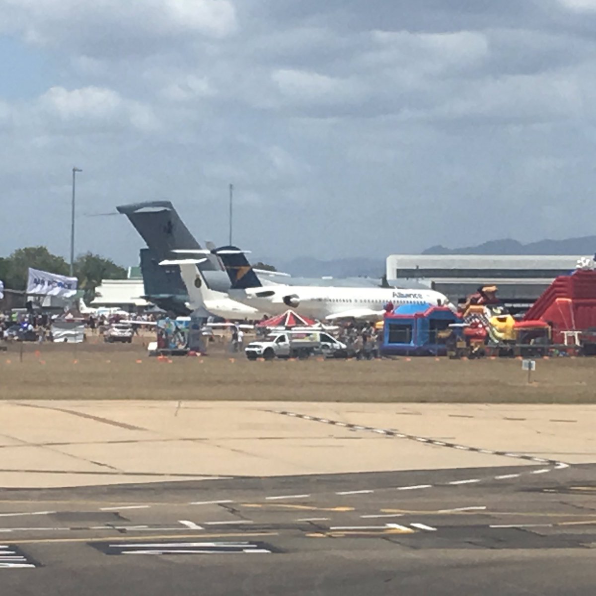 JoeHoolahan's tweet photo. Thought the crowd were here to welcome me home!!! But big crowd at the #RAAFBase #TownsvilleShines @jesijourney https://t.co/wZamP1Lod8