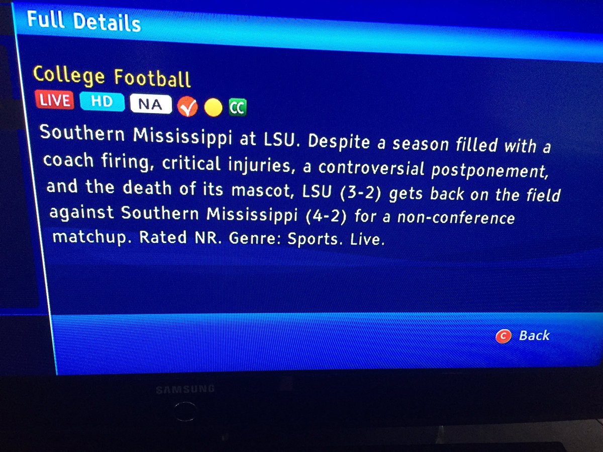 CandissNicole's tweet photo. LSU is winning 24-10 #GeauxTigers. Gotta say, that's one heck of a description on tv. Also, loved the tribute to #MikeVI earlier π
#LSUvsUSM https://t.co/ohqNc6rEG2