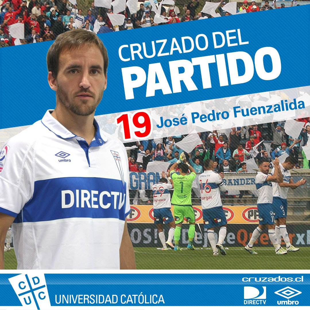 Cruzados's tweet photo. ¡Una asistencia y dos goles! ¡RT si crees que el "Chapa" Fuenzalida es el #Cruzadodelpartido! https://t.co/YGGin56Kp3