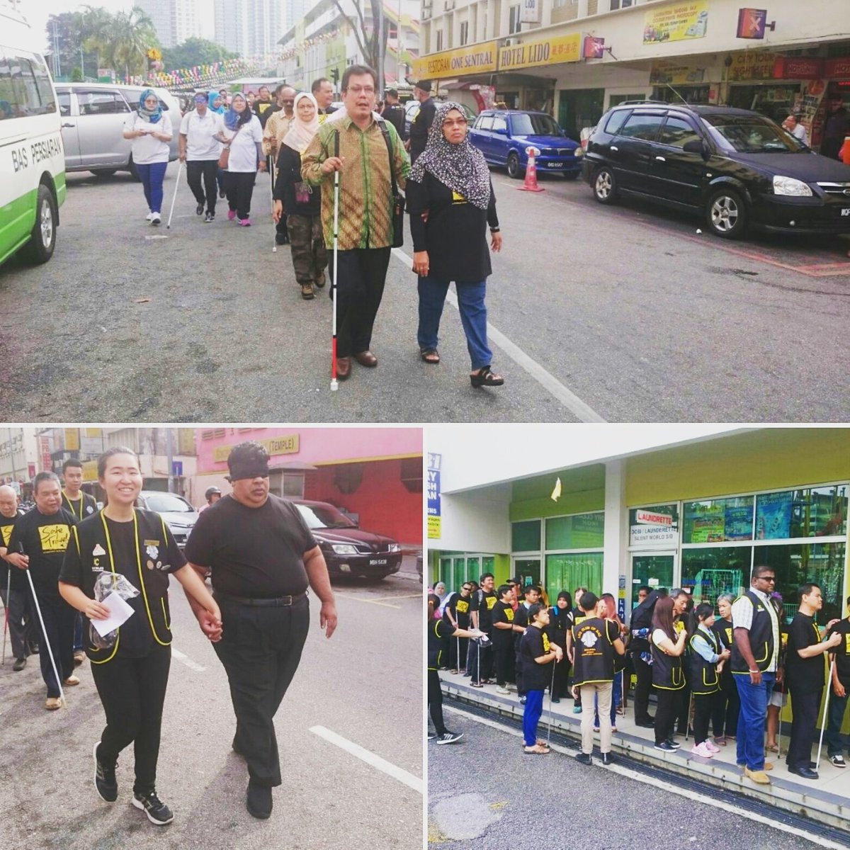 The BAC Leo Club members guiding blindfolded ppl to experience what it's like to be blind in conjunction with the #InternationalWhiteCaneDay