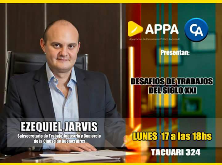 APPAvanzado's tweet photo. Desafíos Laborales Del Siglo XXI 
Lunes 17 de de Octubre a las 18hs.
Junto a Ezequiel Jarvis https://t.co/SmPyP73OzI