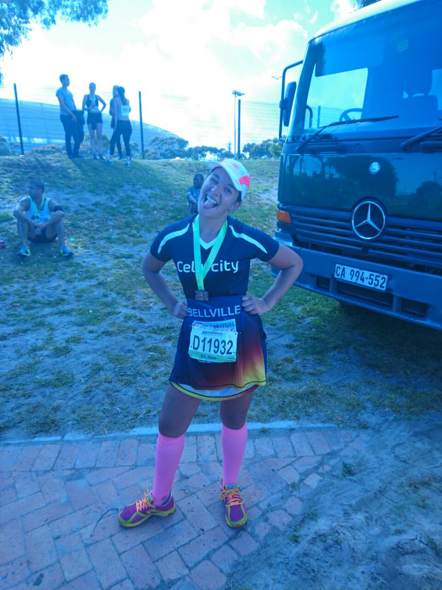Cellucity's tweet photo. Our half marathon team has made it! Congrats to our minion, @TynamLocke on completing her 1st ever half marathon. Well done ladies @KFMza https://t.co/hSLz3nCC1A