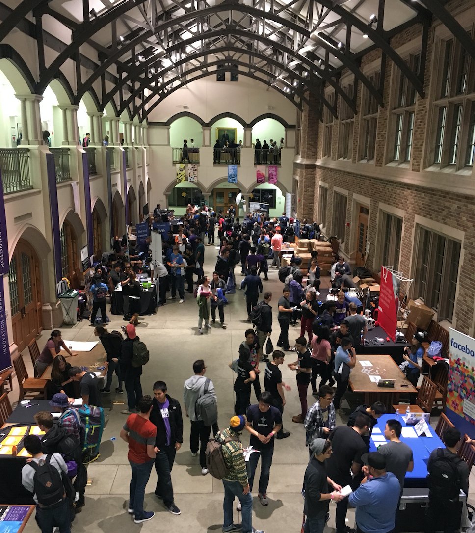 uwmhcid's tweet image. Hackers lining the hallway at #DubHacks @DubHacks (pic: Olivia Thom)