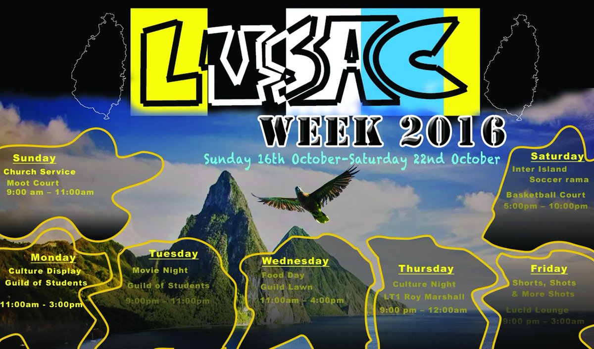 FSSCaveHill's tweet photo. The Official LUSAC Week Calendar!We invite you ALL to join us this week.
#NousTouteSeYon
#iRepLusac
#iRep758
#StLuciaWeLove🇱🇨 https://t.co/9Q9Kn6KunP