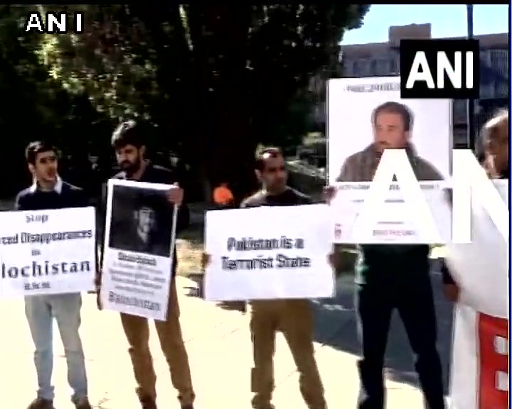 ANI's tweet photo. Baloch protest in Toronto against the abduction of Shabir Baloch in Balochistan by Pakistani security forces. https://t.co/DBoncsIcbs