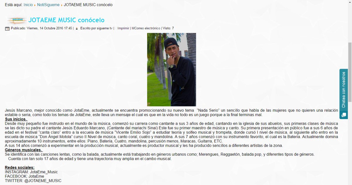 JotaEme_Music's tweet photo. Gracias  Dios ♫ 
NOMINADO A LOS PREMIOS INTERNACIONALES "Talentos Sin Fronteras" 
JotaEme Bby ♫ #NadaSerio #JotaEme #HRecords https://t.co/cGboI5wrUY