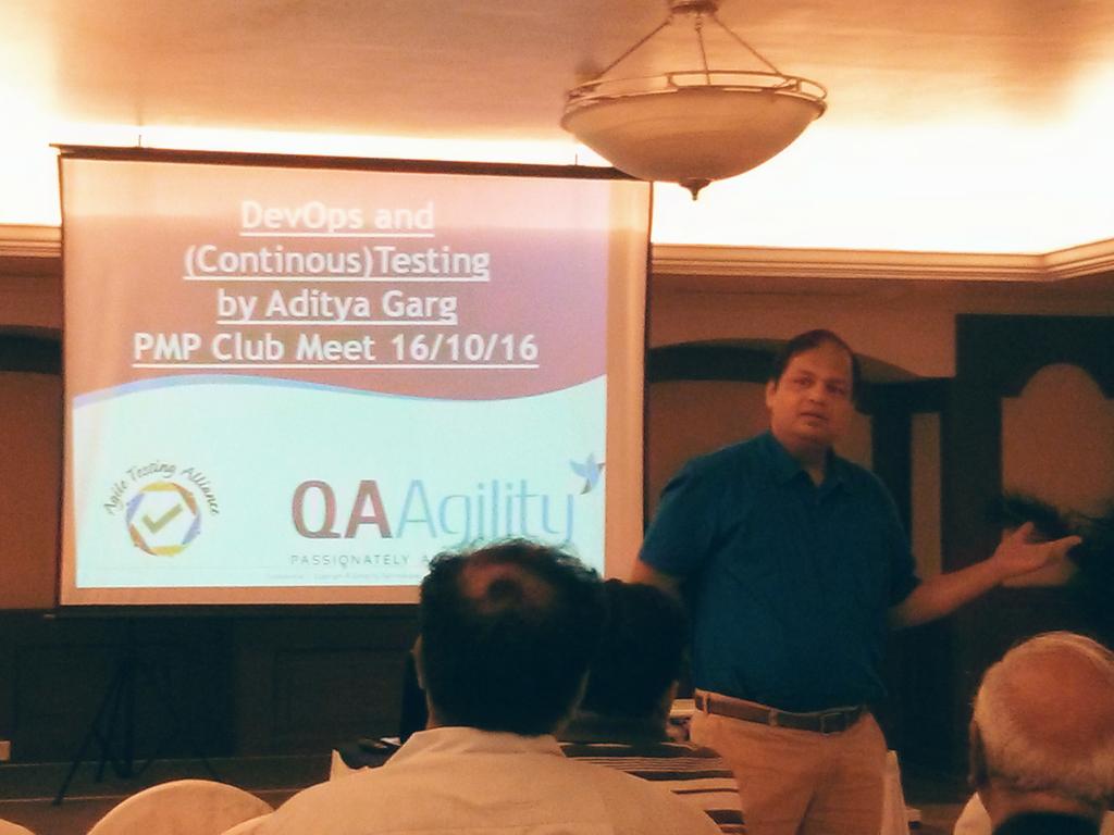 qaagility's tweet image. PMP Club Meet at VITS, @adigindia speaking on #DevOps @PMInstitute #Mumbai chapter