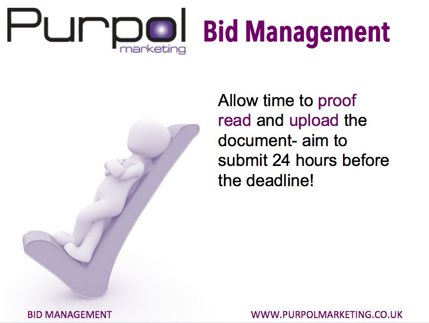 PurpolMarketing's tweet photo. Purpol #bidtip - submit well before the deadline to avoid last minute panics! #bidwriters #construction #manufacturing #technology https://t.co/ip8c7SzWjP