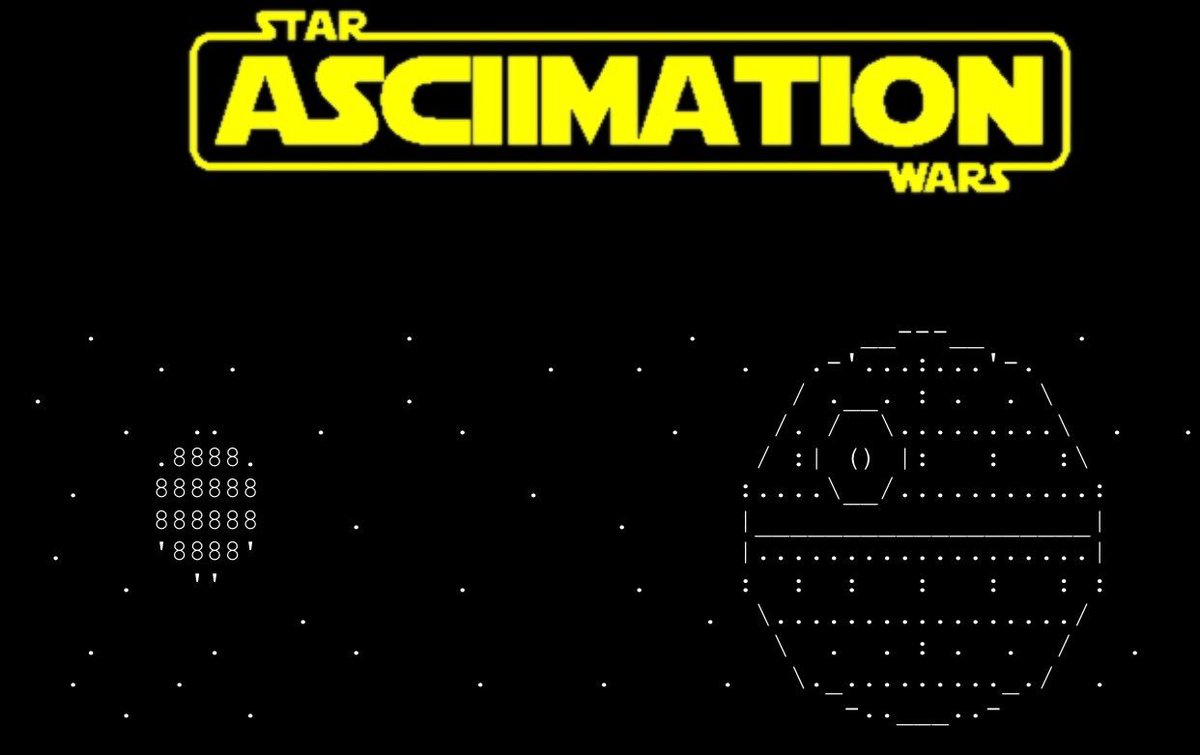 Star Wars Episode IV in ASCII art. Ultimate geekiness. (★‿★) asciimation.co.nz