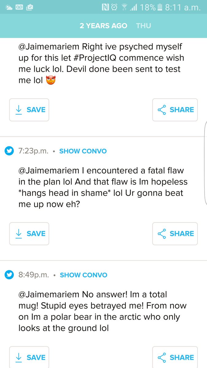 sparkly_ace's tweet image. @Jaimemariem @timehop Just showed me this convo! PMSL Remember #ProjectIQ ? Lol Im a polar bear in the arctic who only looks at ground! 😂😂😂