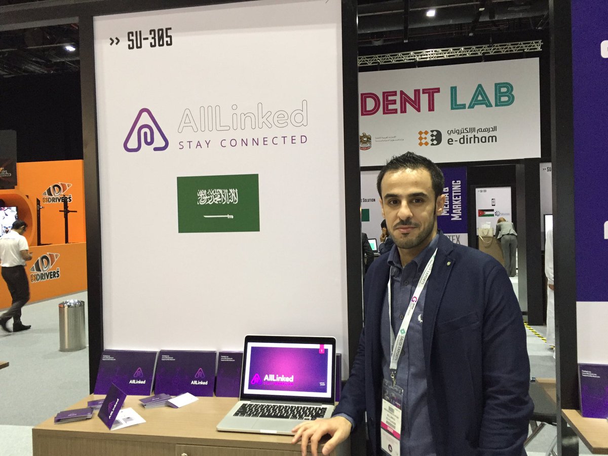 TechViewME's tweet photo. A prof social network via business card replacement using QR codes, @AllLinked &amp; @a_murebah from #KSA @GITEXTechWeek #GITEXStartups #Gitex https://t.co/1mH25QzTnh