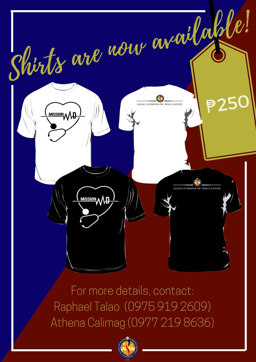 Pre_MDSocieties's tweet photo. APPSoc shirts are now available for only P250! Barkada package (for 5) for P1100 only. Get yours now!

ORDER FORM: https://t.co/WWNVl0Con0 https://t.co/0ZcTaVM8LA