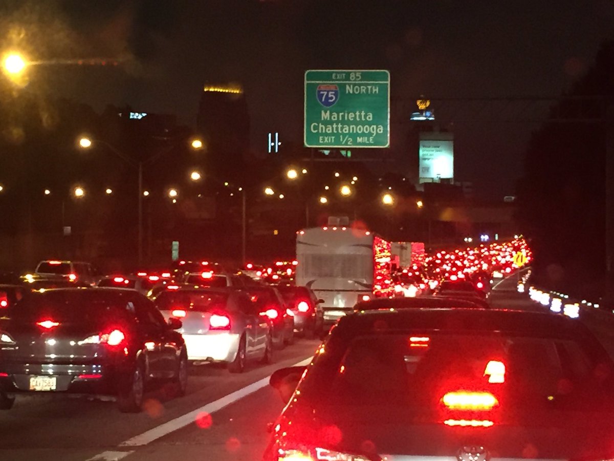 Gridlock right now on downtown connector in Atlanta.  Avoid at all costs!!!