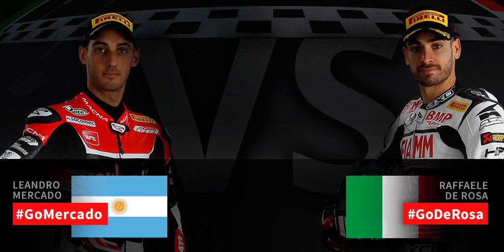 WorldSBK's tweet photo. ✔️ Following a crash in #STK1000 Warm-Up, @TatiMercado36 is declared FIT to race today
#GoMercado
🆚
#GoDeRosa
The fight is ON! 💪 https://t.co/1XOqhoJUja