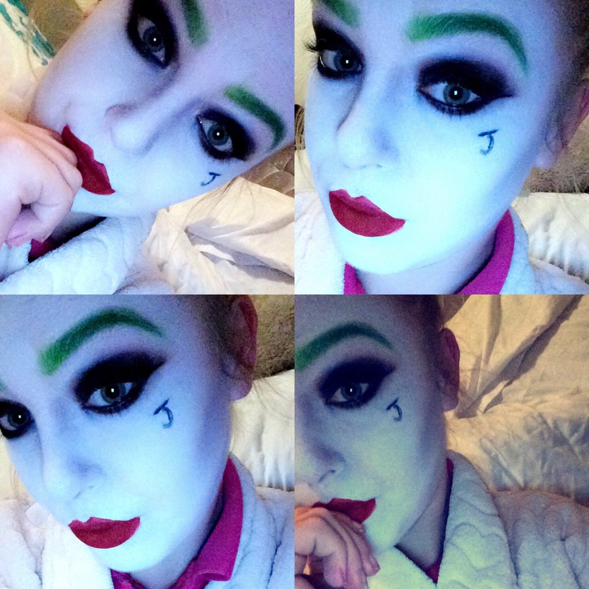Louisasx93's tweet photo. #joker #suicidesquad #makeup #mua #sfx 👻👻👻👻 https://t.co/6jRE0hwRKk