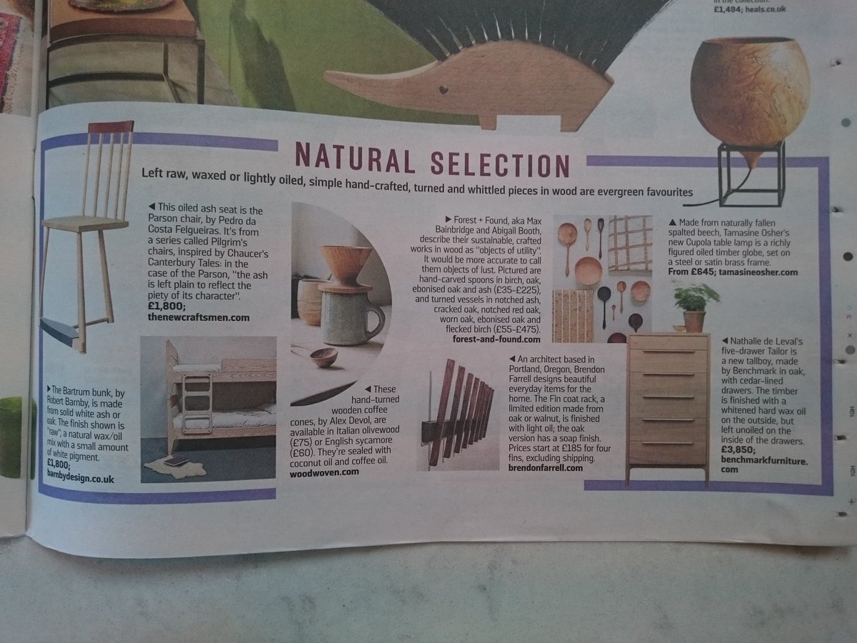 Evergreen favourites by <a href="/Kat_Burroughs/">Katrina Burroughs</a> in today's <a href="/TheSTHome/">Sunday Times Home</a> includes our Tailor Tallboy by <a href="/nathaliedeleval/">Nathalie De Leval</a>     #naturalwood  #craft