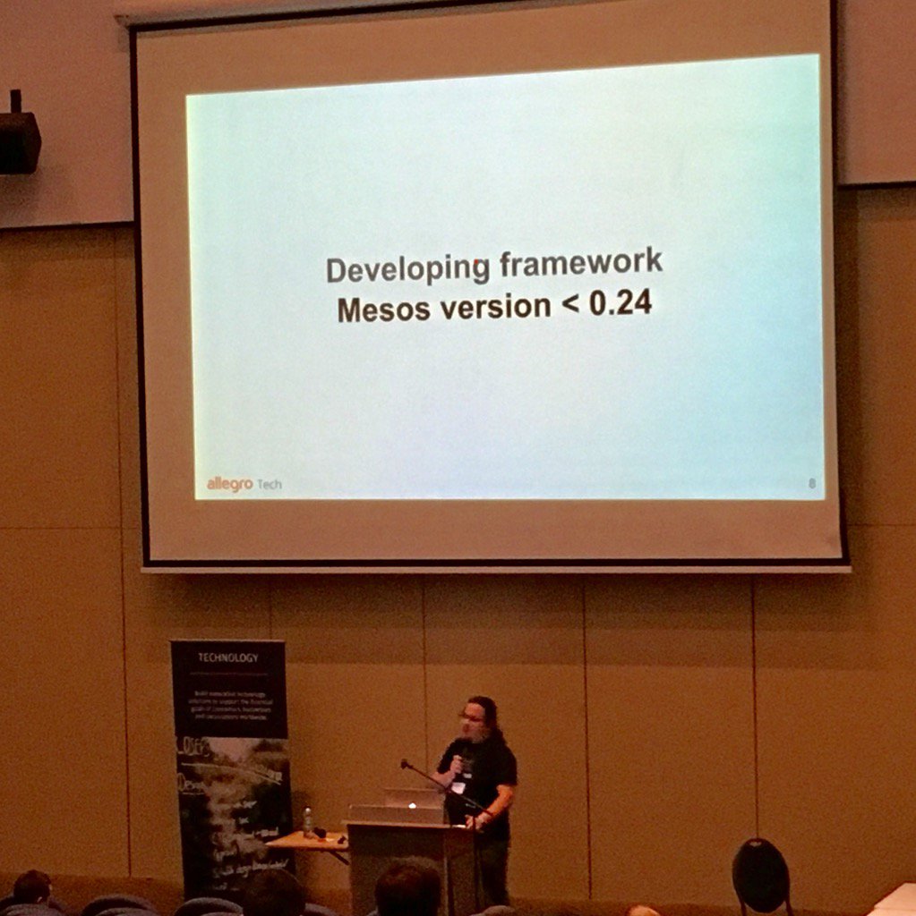 vi4m's tweet image. Another great talk from #Allegro - @Quamilek speaking about Mesos Frameworks Development on #PyConPL2016