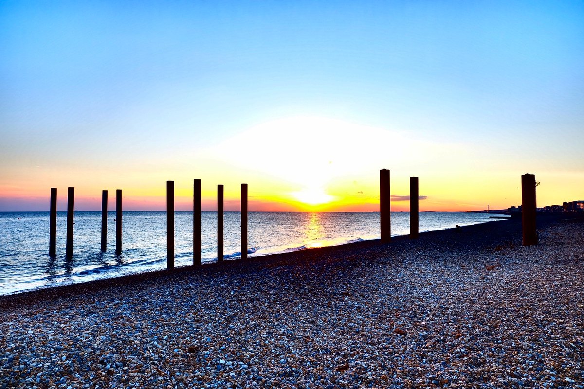 The West Pier's remaining wrought iron screw piles stand proud as they salute the sunset, earlier this week. #Brighton #Hove