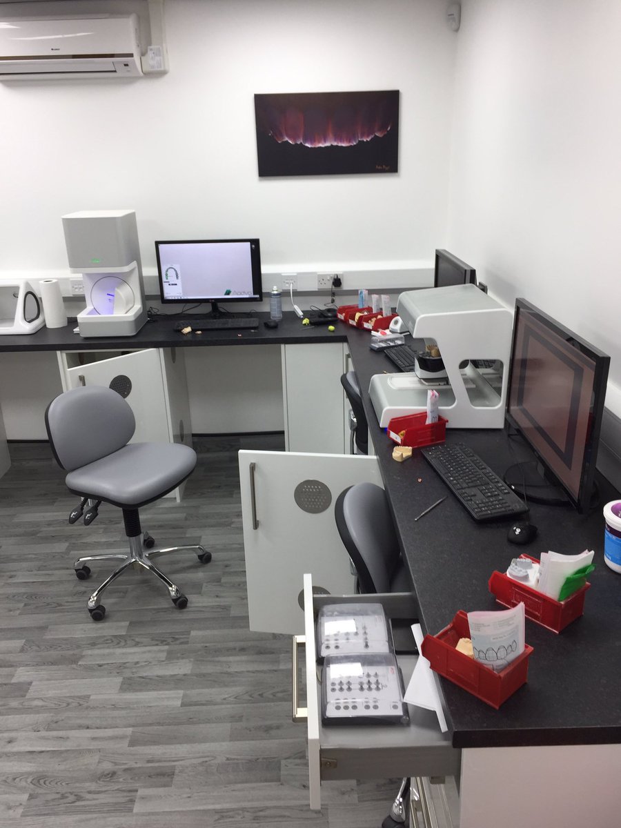 Queenswaylab's tweet photo. Couple of hours without the family on a Sunday morning. Time to get cosy with our dental scanners #cad #cam #dentistry #digital #😬 https://t.co/OdrOOqoVha