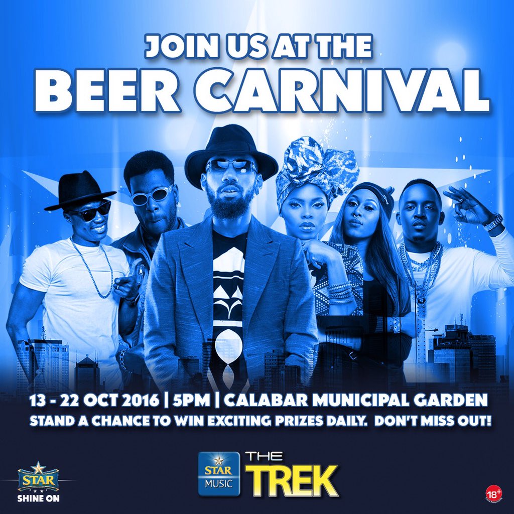 OmoAlagba's tweet photo. Calabar! You can't resist this ultimate fun that @Star_NG has brought to your city! Join us this evening at Calabar Municipal #StarMusicTrek https://t.co/QgdyxlejSX
