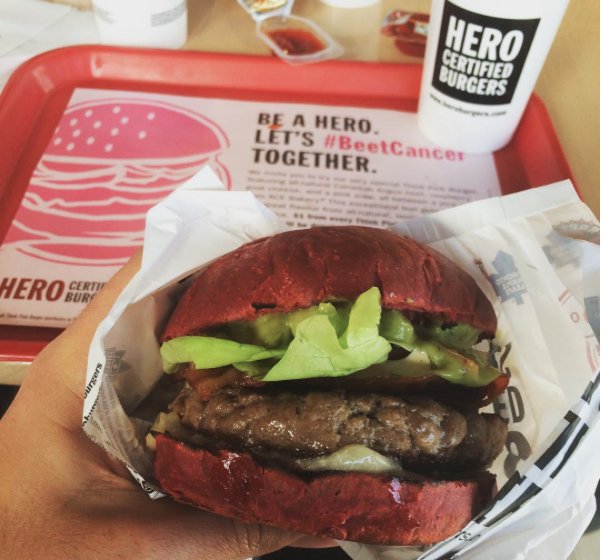 HeroBurgers's tweet photo. Happy Sunday! Enjoy a scrumptious #PinkBurger for brunch, lunch or dinner and help #beetcancer for the @CBCF_Ontario. https://t.co/UFDsvqXoYR