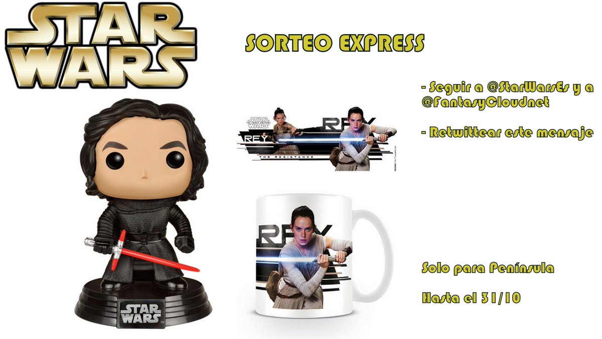 #SORTEO: ¿Quieres ganar una taza oficial de #Rey y un #FunkoPOP de #KyloRen, de #StarWars? ¡MUY FÁCIL! Instrucciones en la imagen.