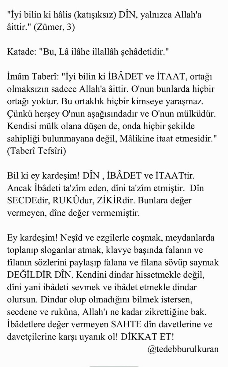 Selefin Tefsîri (@tedebburulkuran) on Twitter photo 
