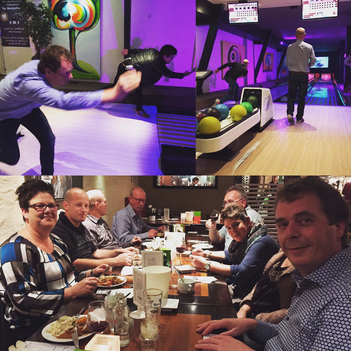Tibbentapijt's tweet photo. Personeelsfeest gisteravond! Heel gezellig met ons top-team #humor #vakmensen Heerlijk gegeten en felle strijd op de bowlingbaan! https://t.co/PqXC668l67