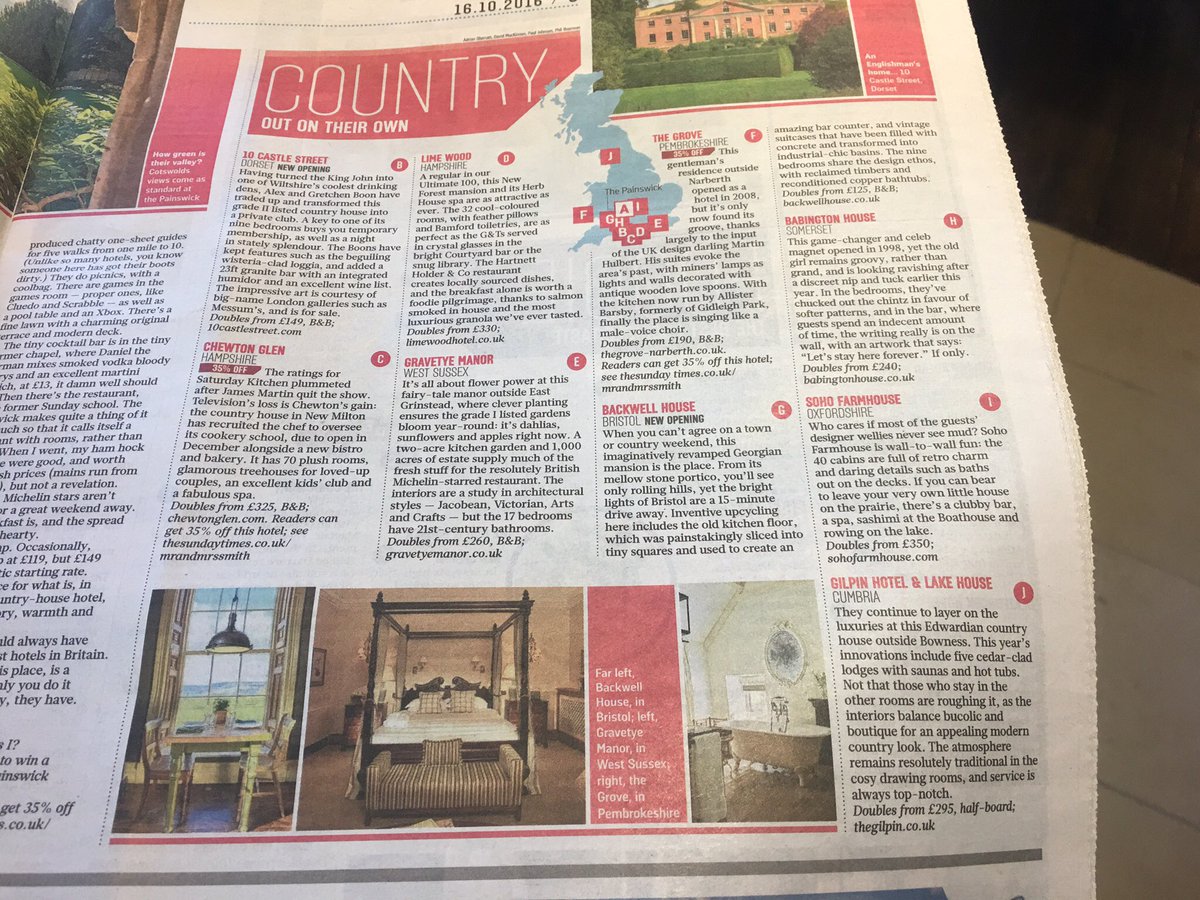 Thrilled to have made @thesundaytimes Ultimate 100 British Hotels! #boutiquehotel #bristol #somerset