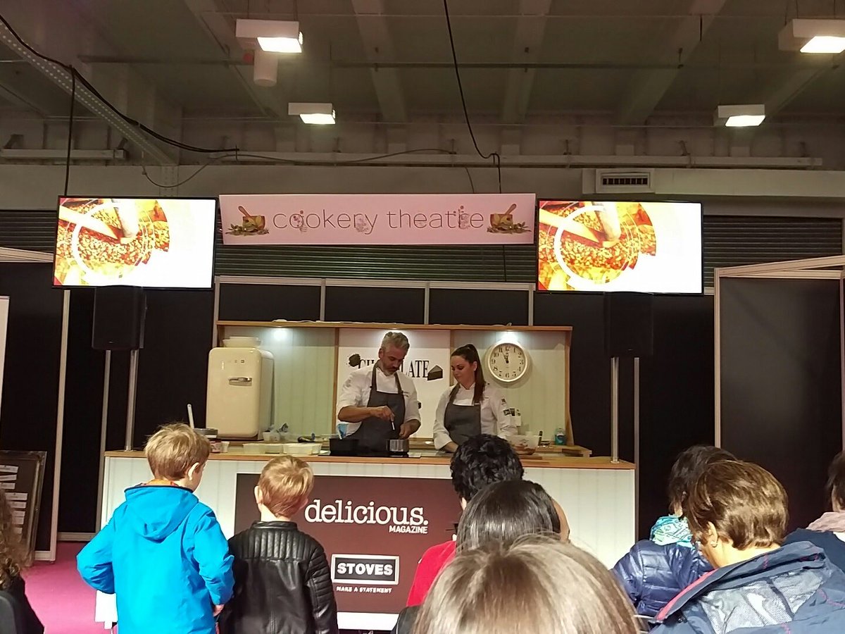 Just1Chocolate's tweet photo. Samantha and the increasingly Silver Fox are getting ready at the Chocolate show....@SamanthaRain21 @MWTChocolate https://t.co/1RFX73uyrr