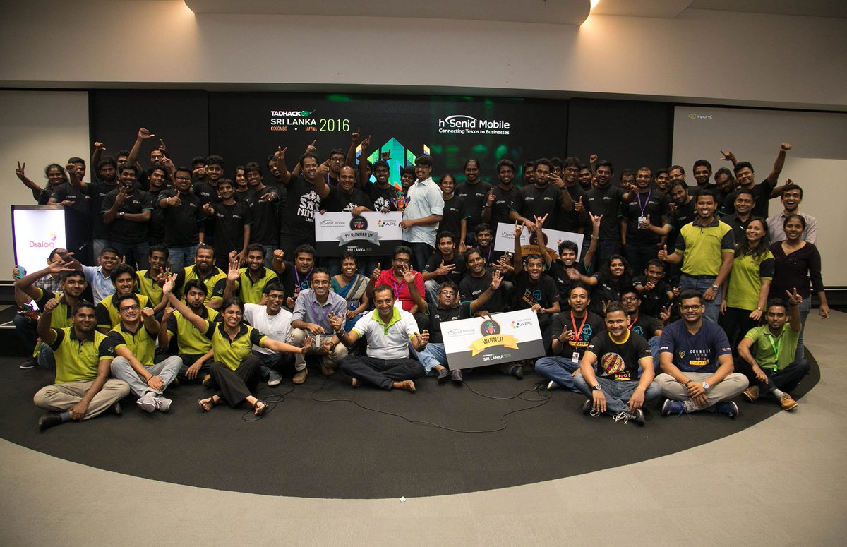hSenidMobile's tweet photo. Say cheese until next year.. Wrapping up #TADHackSL.. We are getting bigger and bigger every year.. #WhatTheHack @TADHack @Alan_Quayle https://t.co/kSAlsVdonX