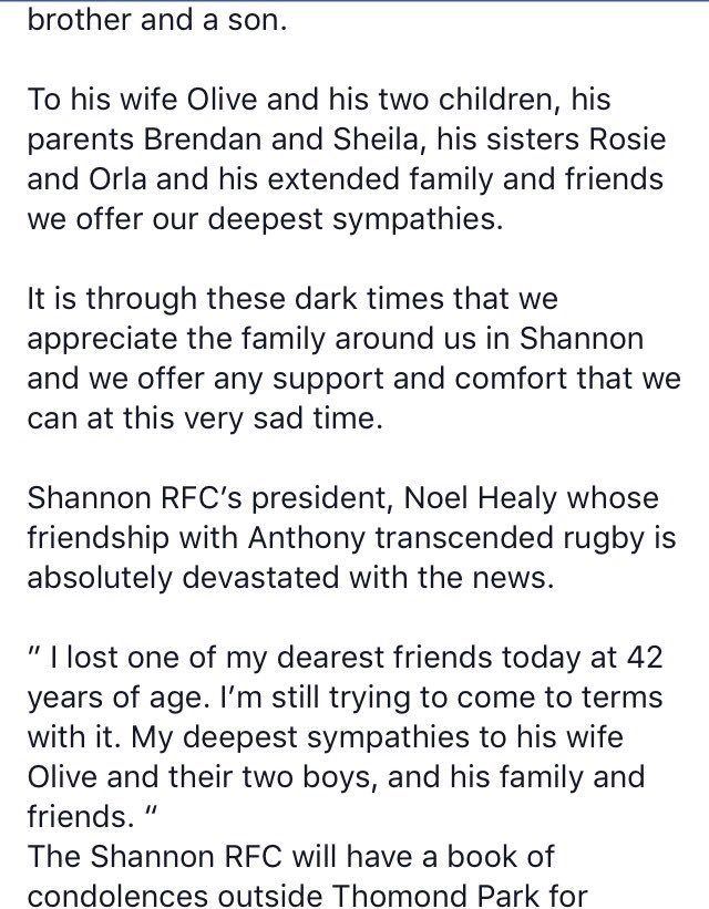 Shannon Rfc Official Statement From Shannon Rfc