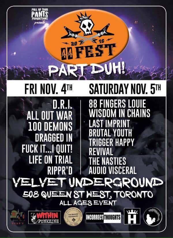 Hey Toronto! Three weeks away! @beausallnatural <a href="/88FingersLouie/">88 Fingers Louie</a> <a href="/AudioVisceral_/">Audio Visceral</a>  Get your tickets!!! facebook.com/events/1790776…