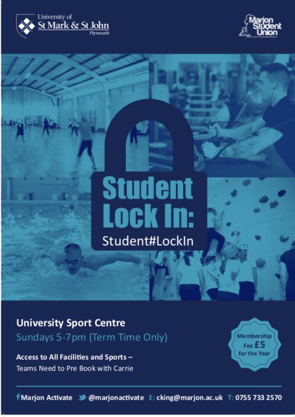 MarjonSport's tweet photo. The @Marjonactivate scheme is just £5 a year for @marjonuni students and includes loads of activities, including Sunday nights lock in! https://t.co/nWdnPQymJa
