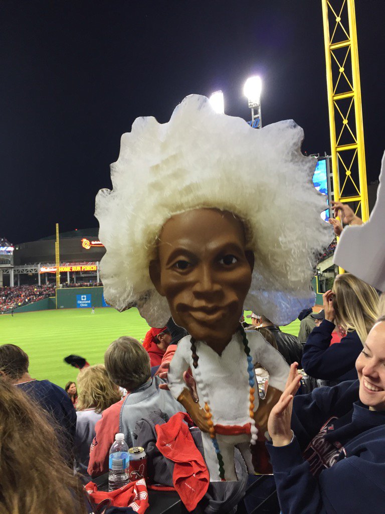 Raycher33's tweet photo. @indians Jobu was in the house last two nights... Pretty obvious why we're 2-0 to start #alds2016 https://t.co/zptJngqbIQ
