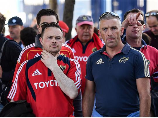 ballsdotie's tweet photo. Munsters fans in shock outside the Racing ground in Paris as they get the news of the tragic passing of Anthony Foley. #RIPaxel https://t.co/MaCWCLF5gc