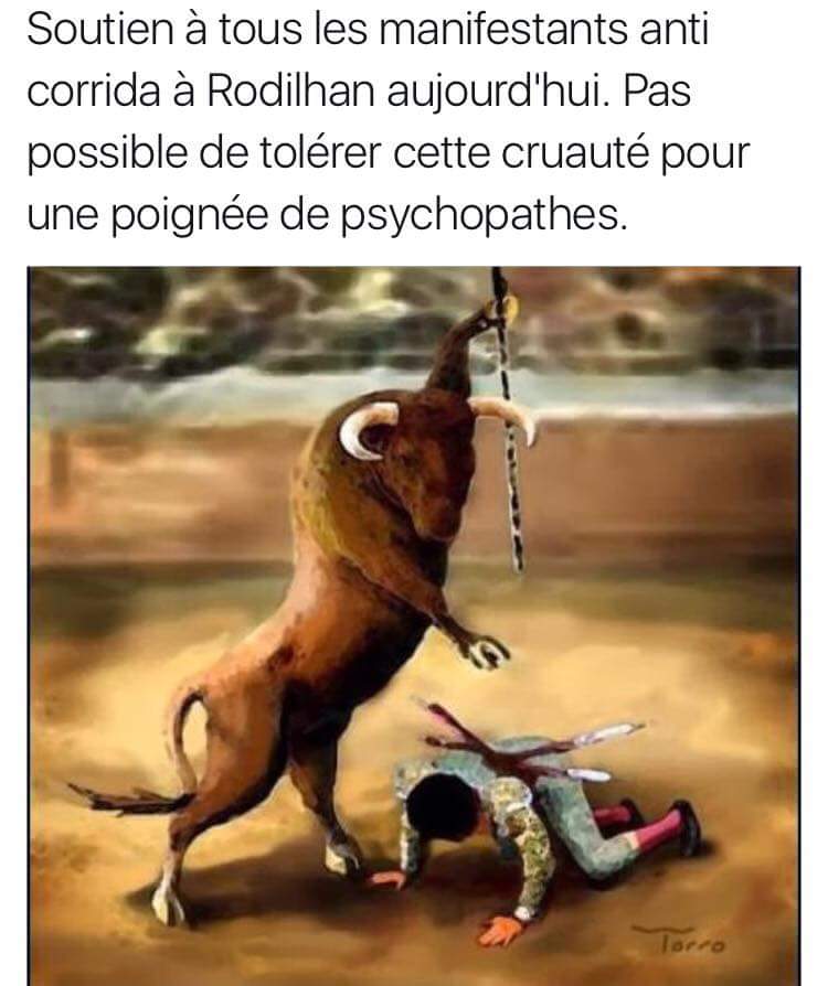Respectons's tweet photo. #Soutien à tous les bénévoles et manifestants anti corrida à Rodilhan ce dimanche 16 octobre ! #anticorrida #corridastop #bastacorrida #PA https://t.co/gGeSfD0i4I