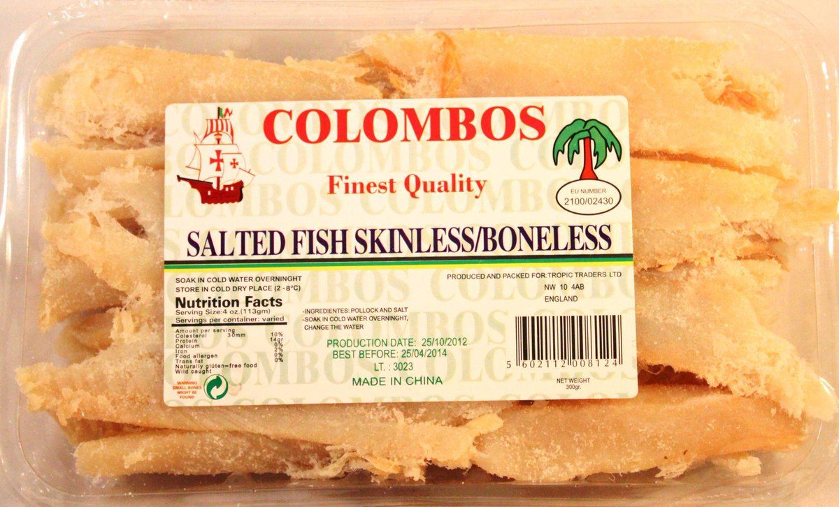 bluemtnpeak's tweet photo. Grab your Colombos Finest Quality Skinless &amp; Boneless Salted Fish 300g to go with your Ackee - https://t.co/tXCQPrTGBx  #saltfish #ackee https://t.co/MD9eKP3U4X
