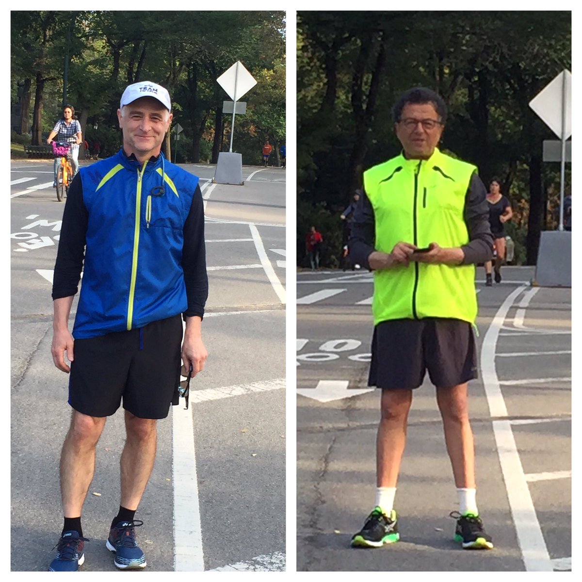 mcapiraso's tweet photo. 3 weeks #21days to #tcsnycmarathon ! Excited to run by the finish line today and see @mrgweather he's run 32 NYC marathons! #runningvests https://t.co/FTc0cwt90y