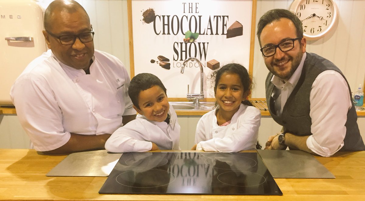 Great and really fun demo from <a href="/ghornigold/">Graham Hornigold</a> &amp; Mini Chefs; Ben &amp; Emily - a lovely chocolate, chestnut and vanilla dessert! #TheChocolateShow