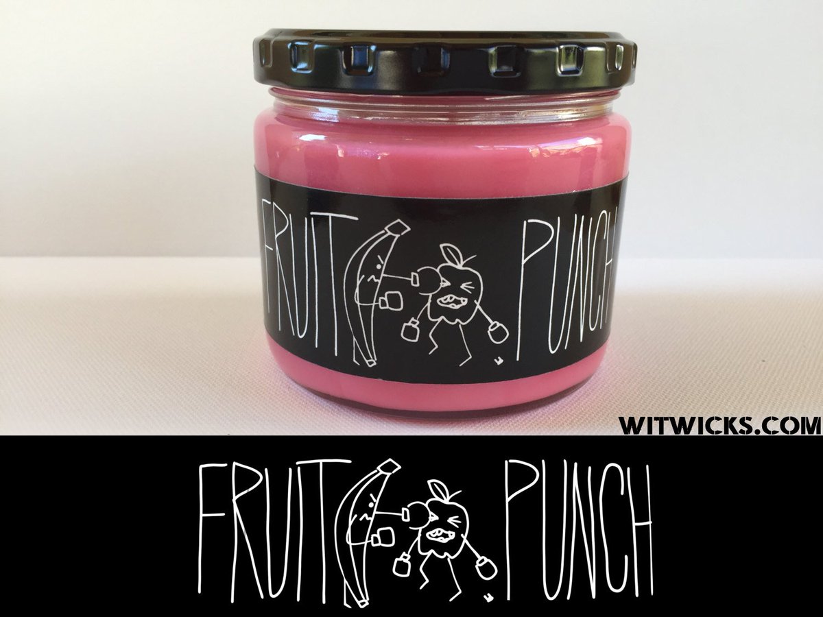WitWicks's tweet photo. Fruit Punch! Check it out now at https://t.co/RacwpUw9gZ #witwicks #fruityscent #soycandles #smallbusiness #fightclub #handmade #funnycandle https://t.co/S8JP6BWEBW