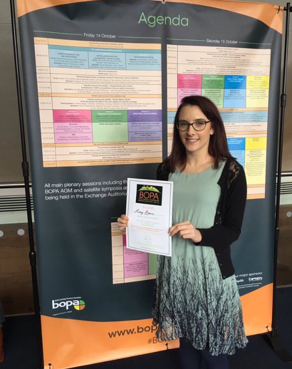 KumudKantilal's tweet photo. Best oral presentation for Amy @GSTTnhs oncology pharmacy team #bopa16 https://t.co/fkmAnpqpGN