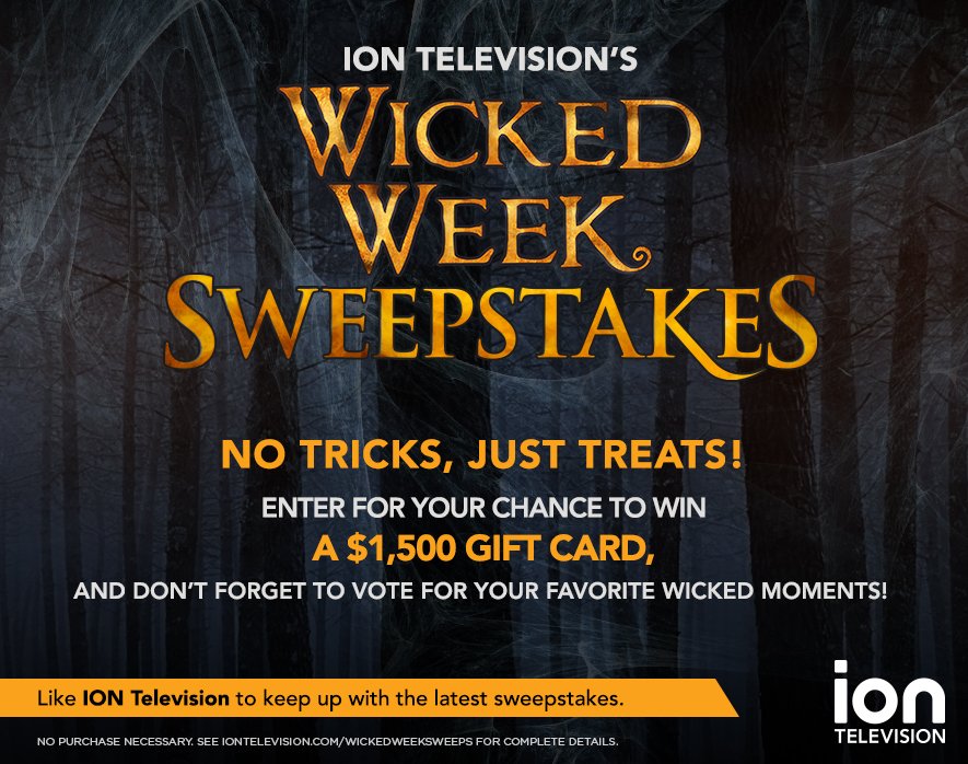 iontv's tweet photo. Today is your last chance to enter our #WickedWeekSweeps! Don't miss out on this wicked opportunity! https://t.co/Snbr47zlQe https://t.co/Fg9pXly4mS