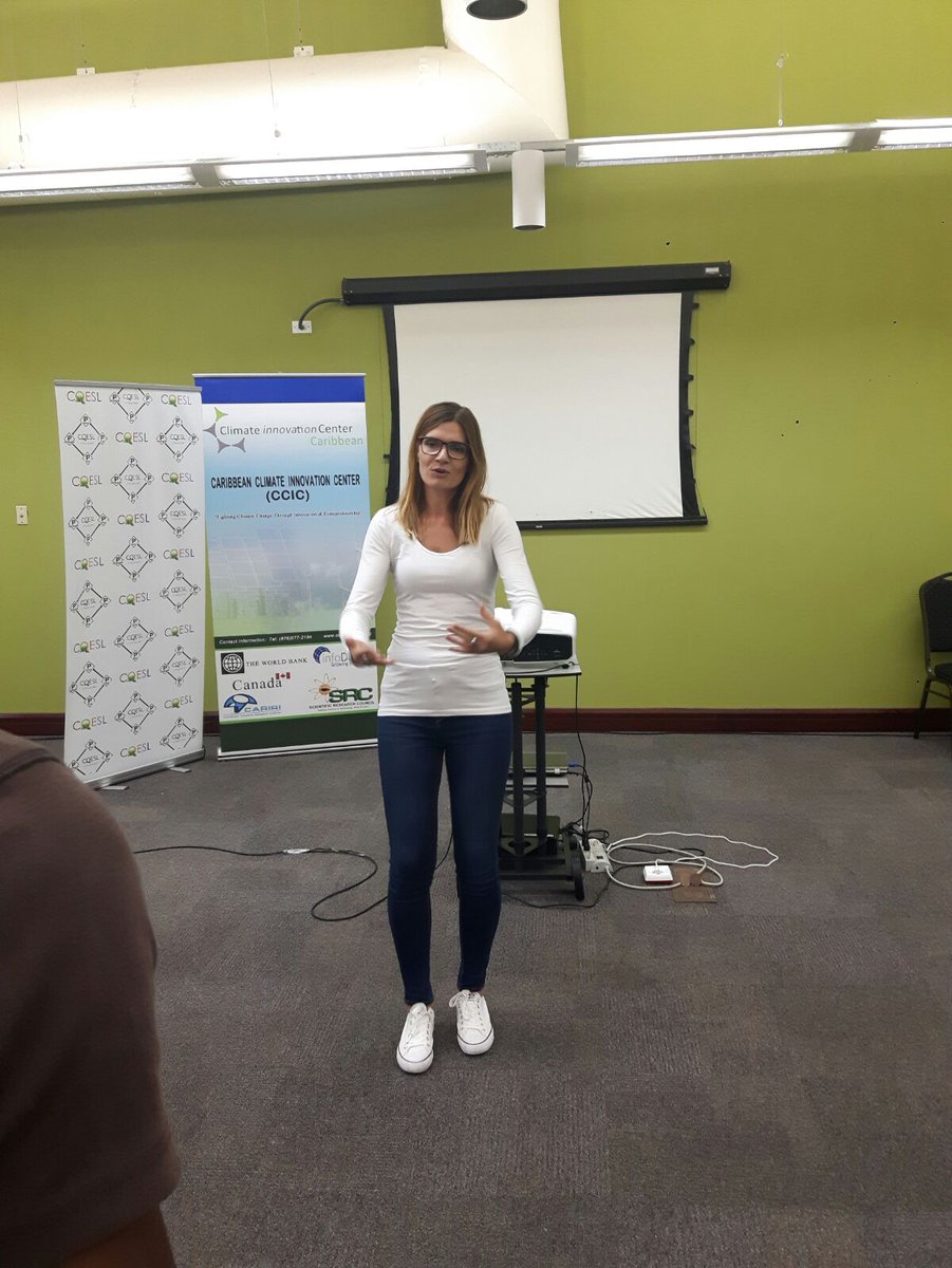 CaribbeanCIC's tweet photo. @kristynazdot of @maqtoob in her element! Such an Enthusiastic Coach! Here she is going through some #PublicSpeaking Exercises! #CICC #CoESL https://t.co/5TCo2VUAAa