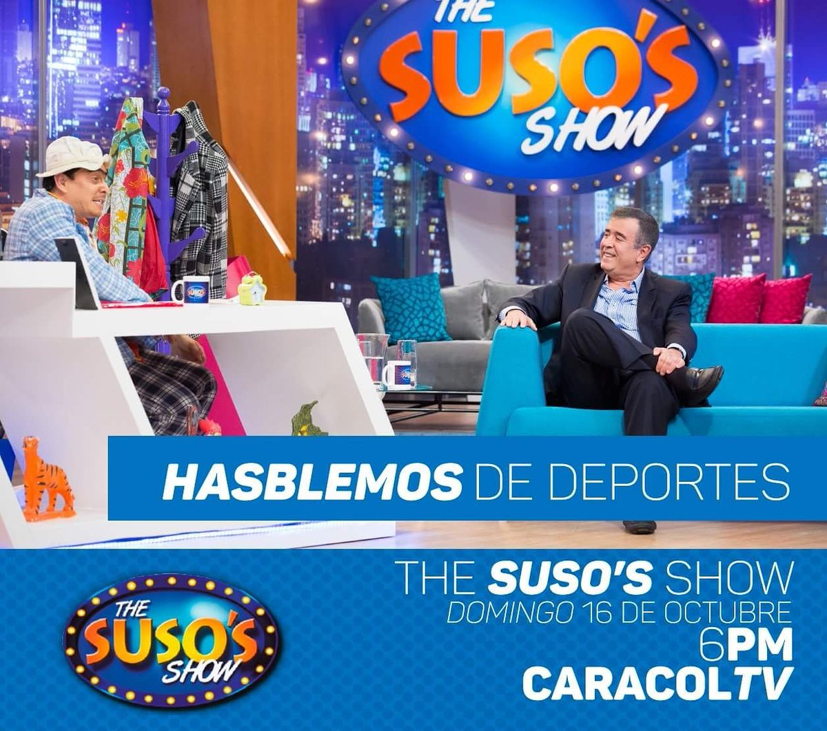 susoelpaspi's tweet photo. Hoy estará este gran periodista que hablará de sus pasiones desportivas. @JavierHBOficial estará en @TheSusosShow hoy a las 6pm x @caracoltv https://t.co/TxrznRkg3D