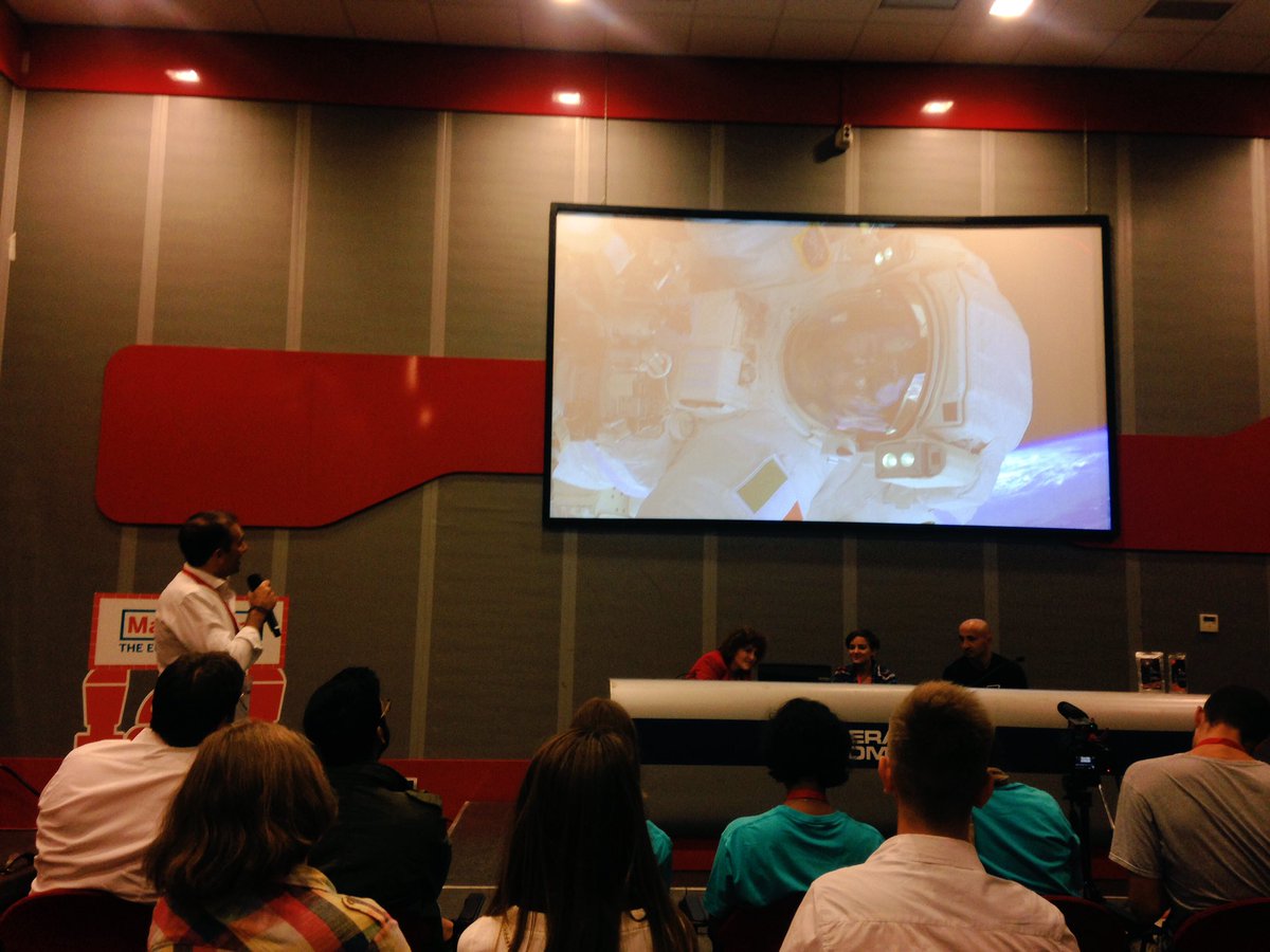 b_jacoste's tweet photo. @argotec explaining @faowfd how they create delicious Space Food for the international space station. #MFR16 #foodinpro https://t.co/zcUszYkGtw