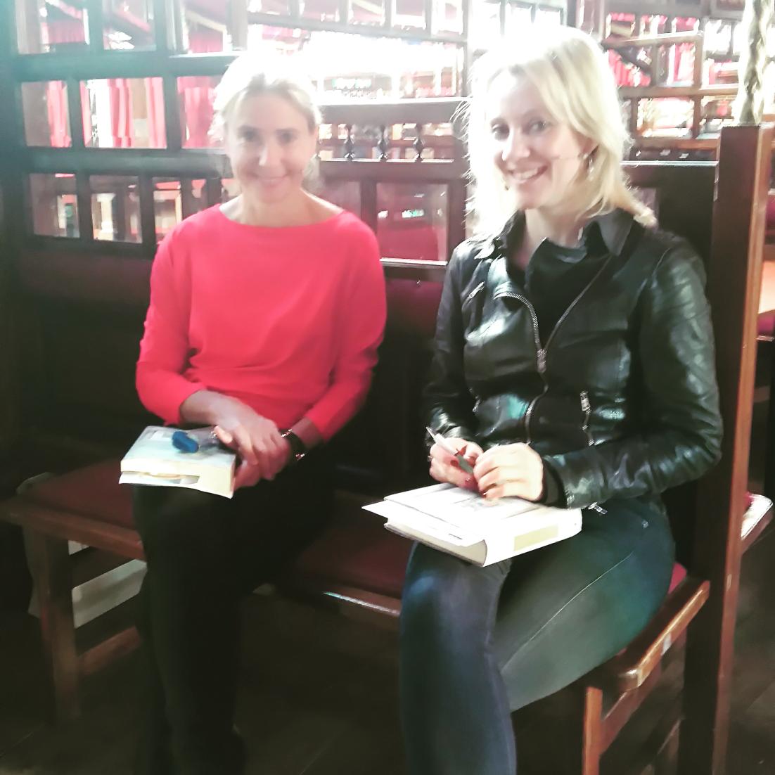 corneyandbarrow's tweet photo. Our very own Rebecca Palmer with Lionel Shriver #NovelPairing #cheltifest @Damian_Barr https://t.co/w5NzImna8G
